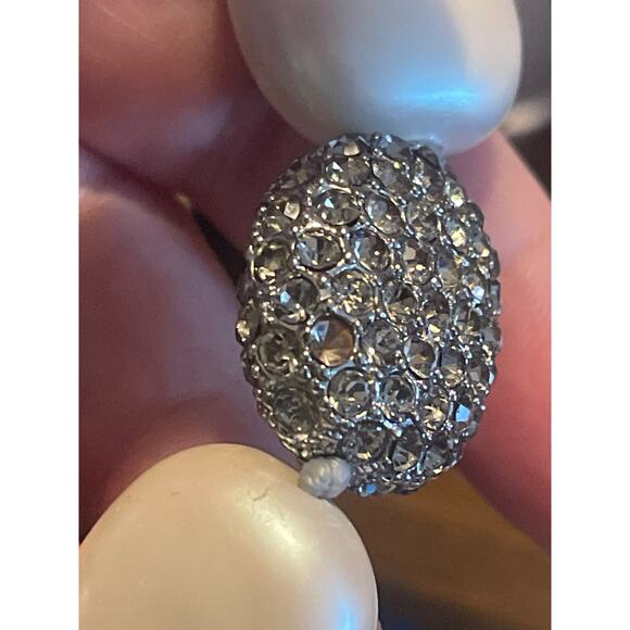 Talbots Large Beaded Necklace with Rhinestone Circles Chunky Statement Piece 22" - Picture 5 of 5